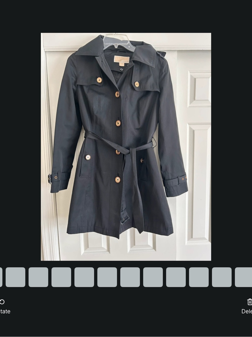 Michael Kors Black Trench Coat with Belted Waist